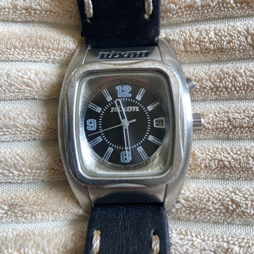 Nixon Black Dial Silver Case Watch